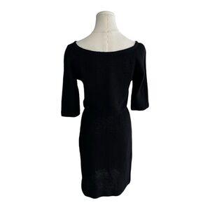 Vintage GOLDWORM Black Knit Midi Dress 2/3 Sleeve Party Work Size M 6 8 Fitted